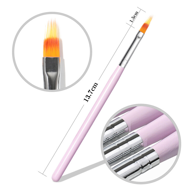 1Pc gradient UV Gel pen drawing painting soft brushes pink handle manicure for Nail Art pen transfer manicure tool Set