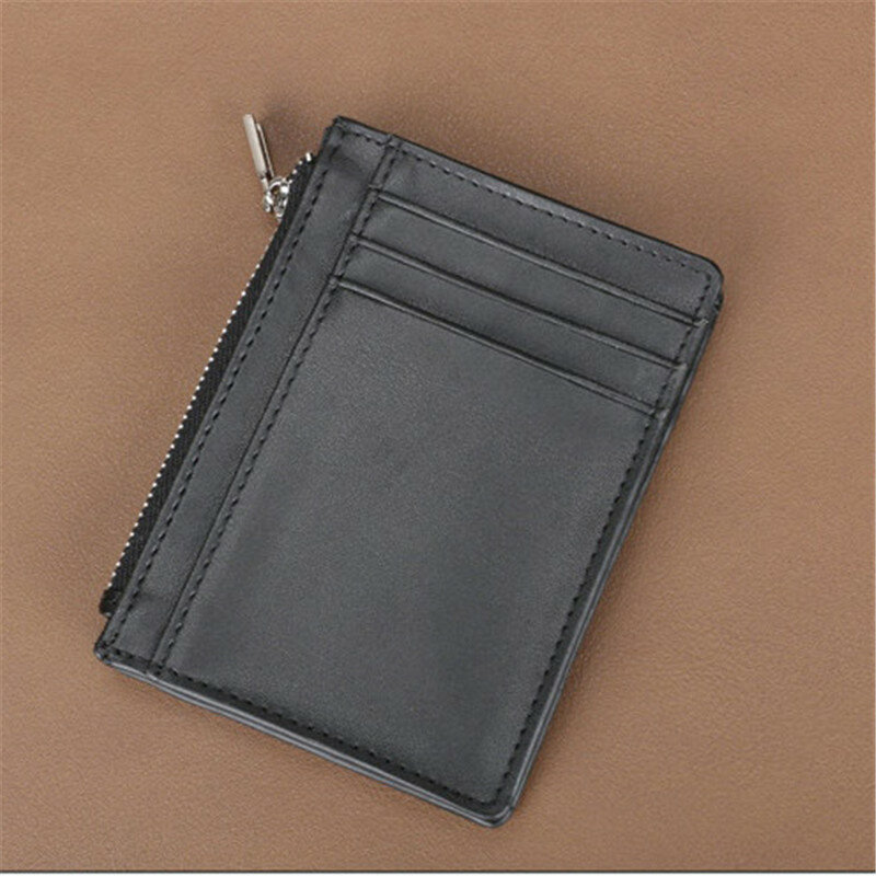 ZOVYVOL 2019 oryginalne skórzane etui na karty czarny Mini mężczyźni portfele zamek portfel biznes portmonetki duża pojemność posiadacza karty