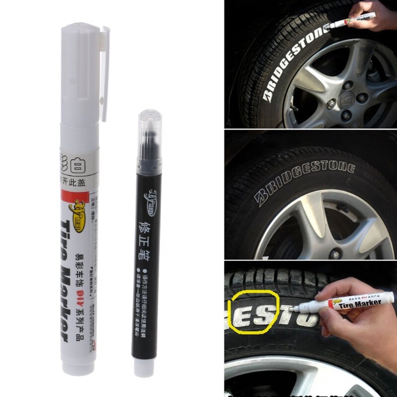 1 Set of White-Color Permanent Tire Marker Pen for Car Tyre And Motocycle Tyre