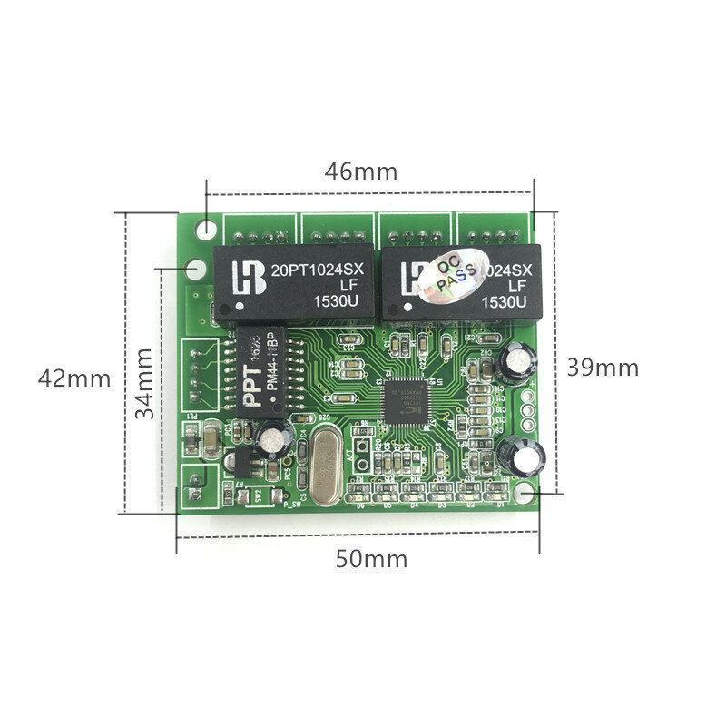 3/4/5 port 10/100 Mbps pin header micro schalter modul mini compact 3.3V5V9V12V engineering server 5 port ethernet switch