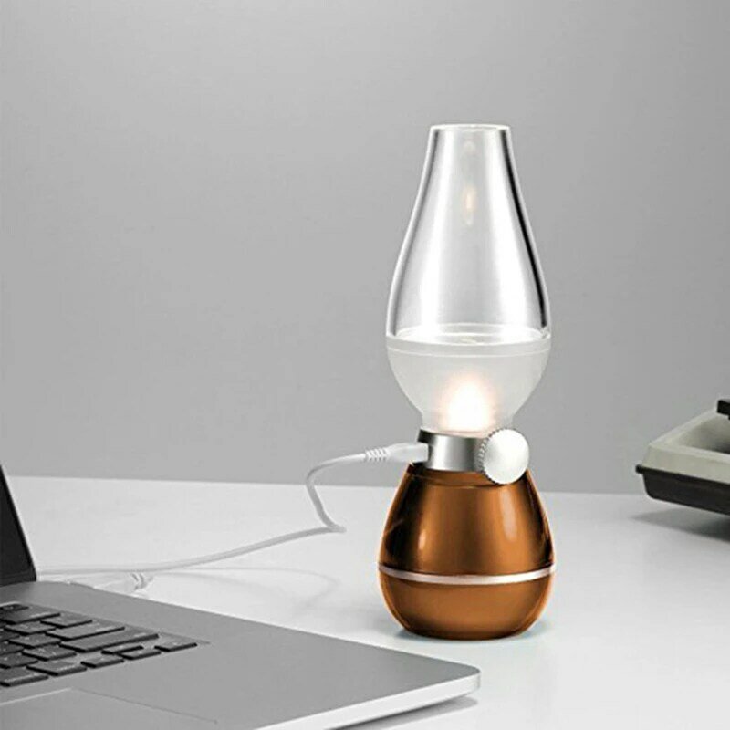 Kreatywna led elektroniczna lampa naftowa lampa dmuchająca usb nocna ściemniająca lampka nocna retro dmuchająca lampa naftowa