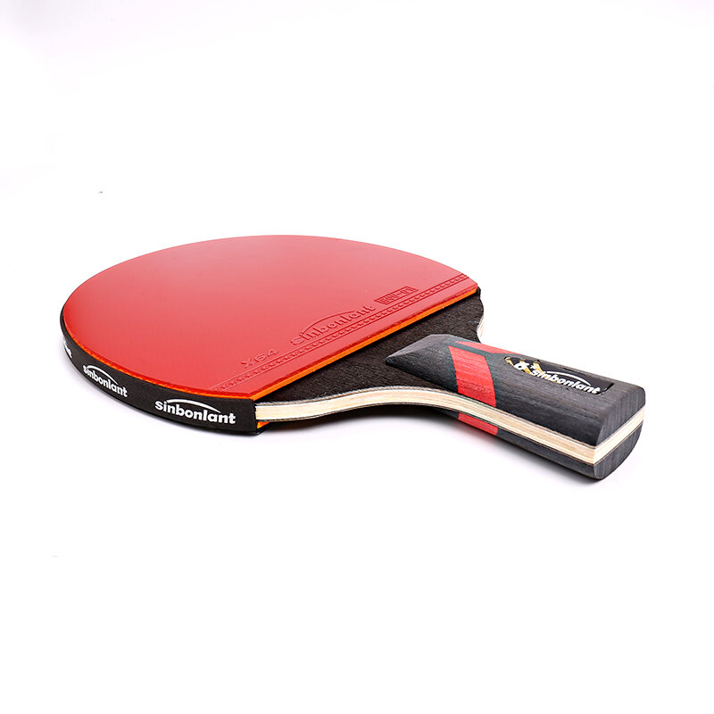 Raquete de mesa de tênis profissional com estojo Cabo curto e longo Lâmina de carbono Borracha com espinhas de dupla face Em raquetes de pingue-pongue