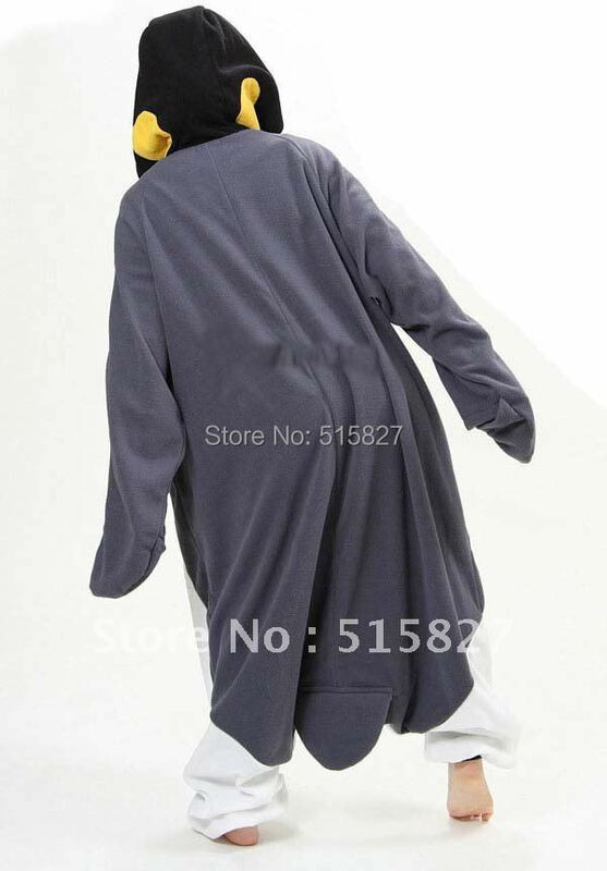 Neue Erwachsene Tier Grau Pinguin Cosplay Pyjamas Onesie Nachtwäsche Kostüm (nacht tragen)
