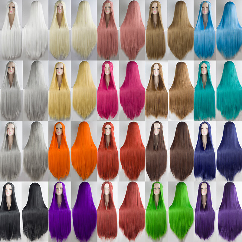 100 см Косплей длинный парик HSIU Высокая температура волокна синтетические парики Косплей парики вечерние парики 21 цвет