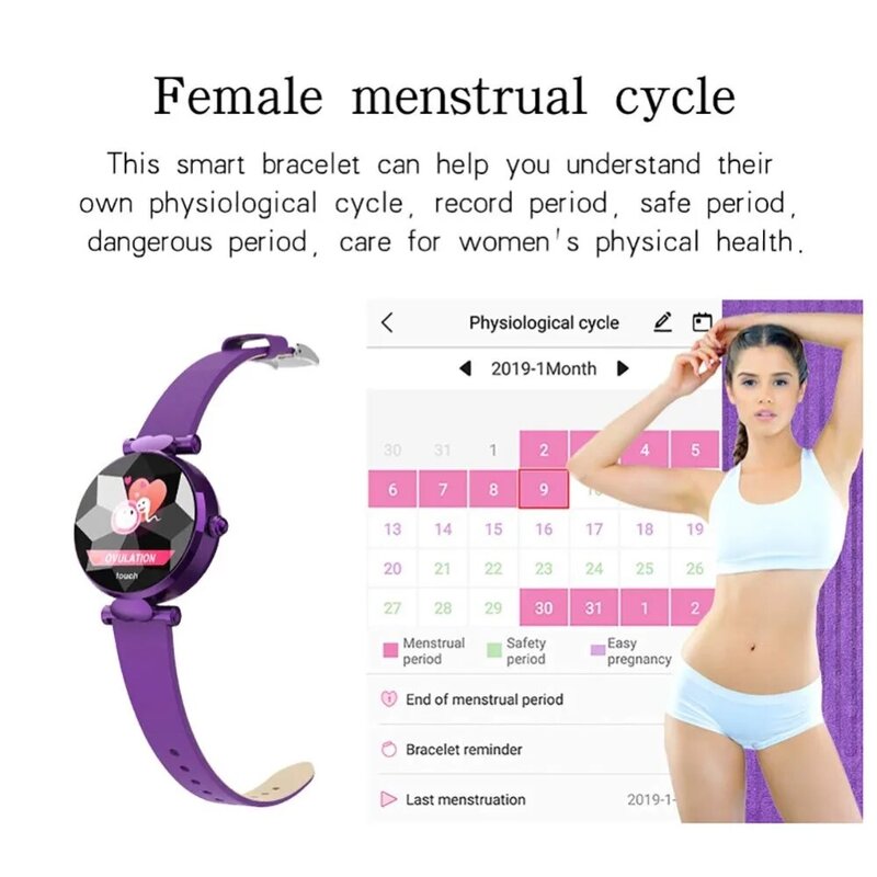B80 inteligentny zegarek H3 kobiety Smartwatch diamentowe szkło Lady Reloj ciśnienie krwi monitor tętna ppg opaska monitorująca aktywność fizyczną