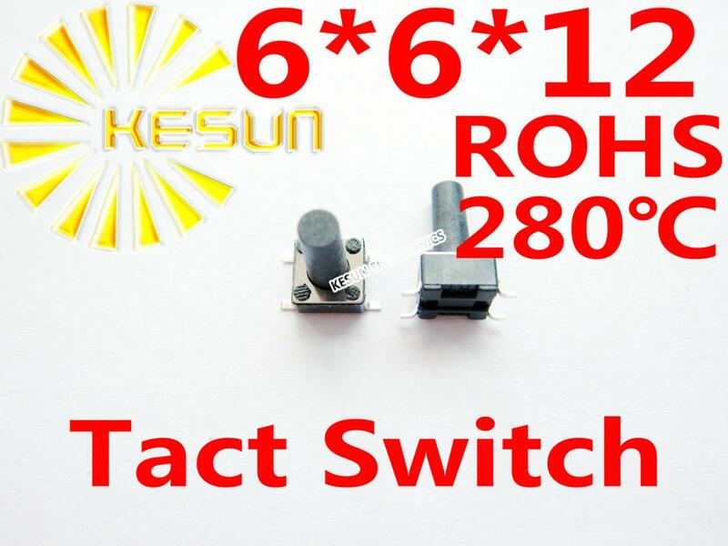 FREE SHIPPING 100PCS SMD 6X6X12MM Tactile Tact Push Button Micro Switch Momentary ROHS