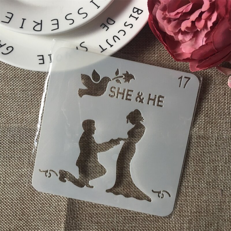 1 Buah 13Cm Lover Dove DIY Layering Stensil Lukisan Dinding Buku Tempel Mewarnai Album Timbul Pola Kartu Dekoratif