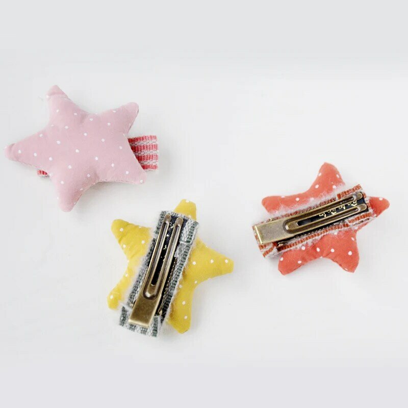Pinzas para el pelo de Color caramelo de tela para niños, accesorios para el cabello, horquillas con estrellas de cinco puntas