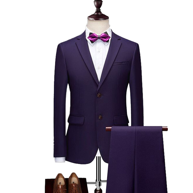 Costume d'affaires formel pour hommes, 2 pièces, coupe cintrée, Tuxedos à revers cranté, deux boutons, pour garçons d'honneur, nouvelle collection 2020