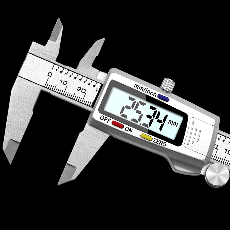 Calibradores digitales de 6 pulgadas y 150mm, calibre Vernier digital electrónico de acero inoxidable, micrómetro de metal, herramienta de medición