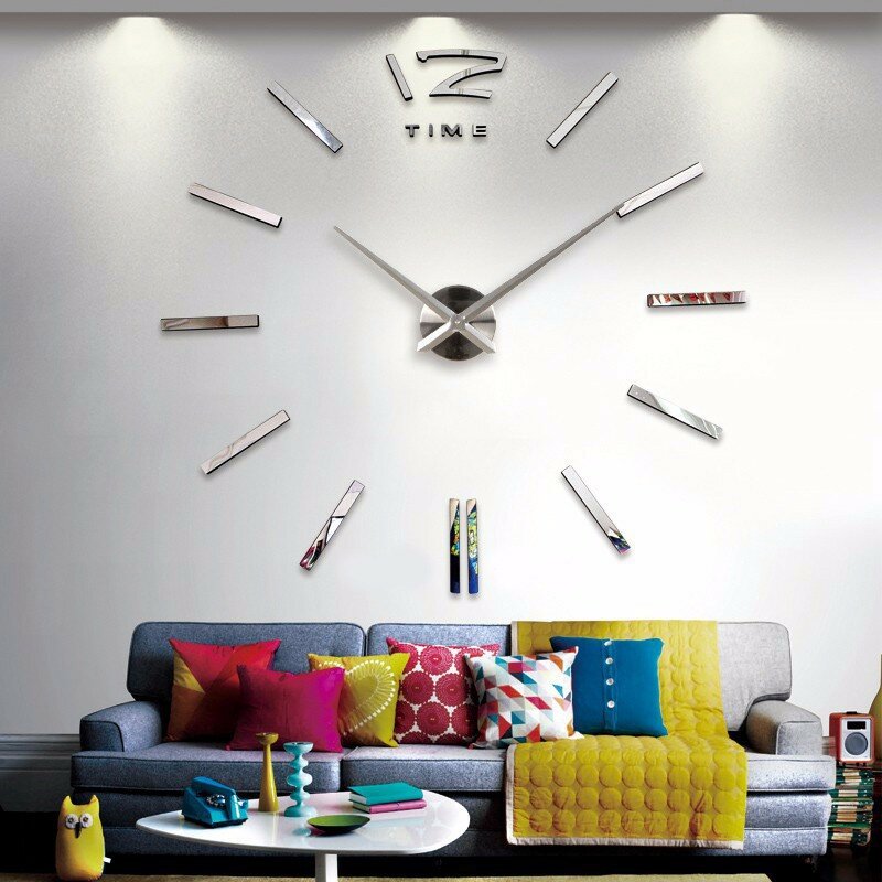 2019 muhsein décoration de la maison grand miroir horloge murale Design moderne grande taille horloge murale diy mur autocollant horloge Unique cadeau