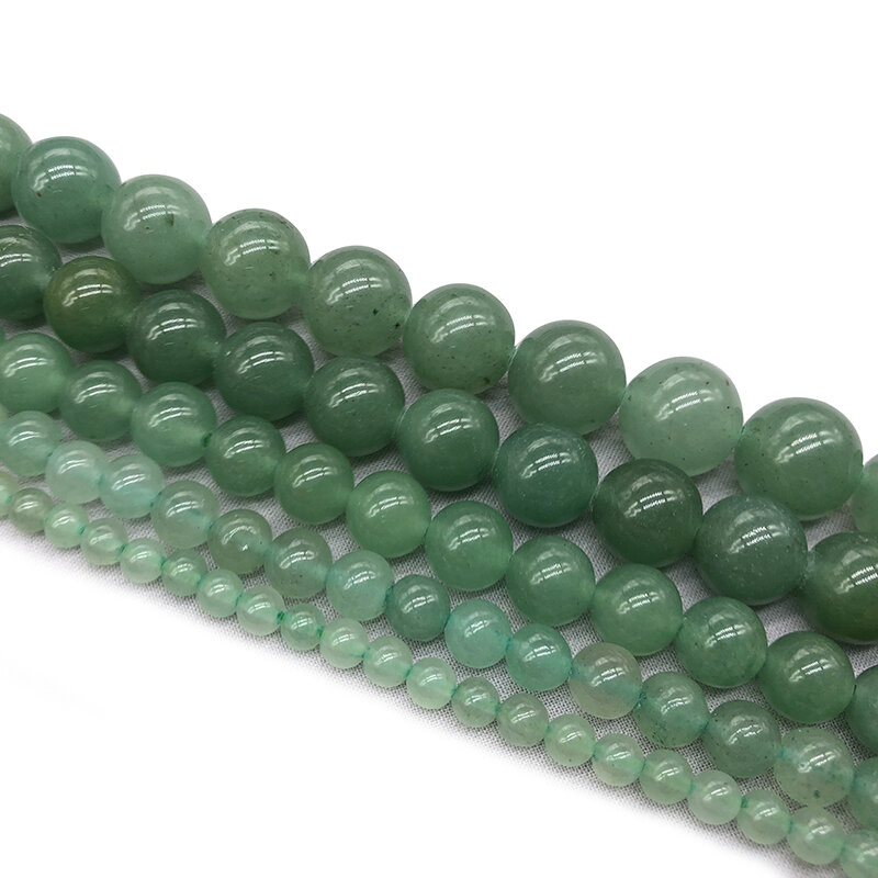 Aventurine Rodada Loose Beads para Fazer Jóias, Pedra Natural, Contas Verdes, 15 na Strand, 4mm, 6mm, 8mm, 10mm, 12mm, Escolha o Tamanho