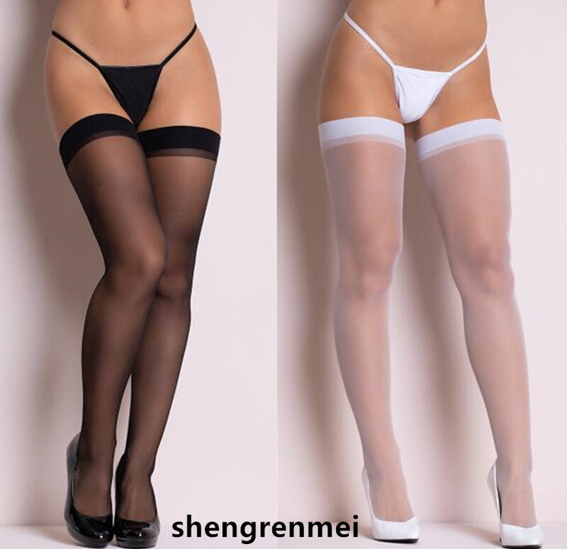 Shengrenmei-meias sexy para mulheres, meias de seda transparentes, branco, top, manguito, para senhoras, 2019