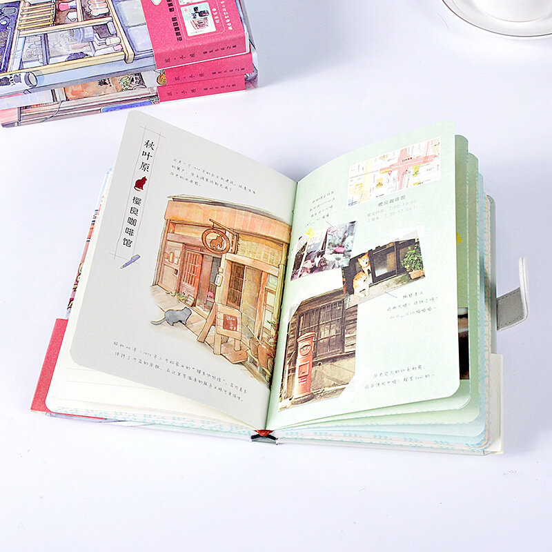Cuaderno de viaje de tapa dura, Bloc de notas de papelería, libro diario para colorear, tienda