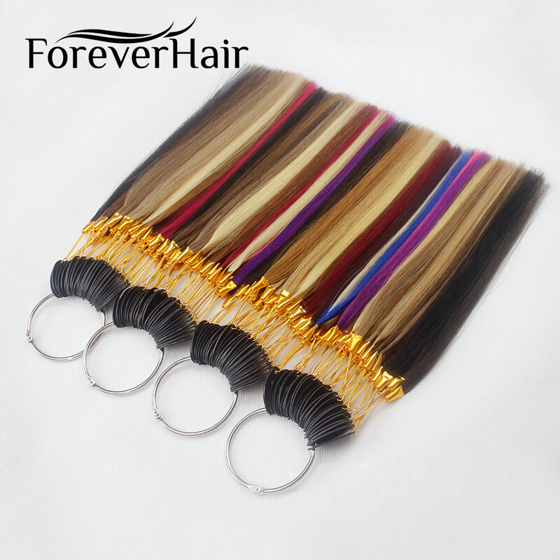 Forever Hair-حلقات تلوين شعر ريمي 100% شعر بشري ، تتوفر 32 لونًا ، لعينة صالون ، شحن مجاني