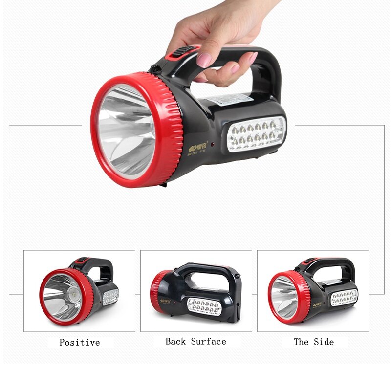 Outdoor Handheld Portable Flashlight Torch Searchlight  Multi-function Long Shots Lamp with sidelight for Hiking, Fishing, Emerg