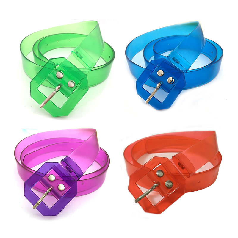 Multi-color Transparent plastic belts for woman buckle belts for jeans pants 2018 summer fashion Stylish Skinny casual waist