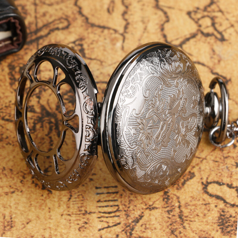 Relógio de bolso de quartzo oco steampunk retro para presente masculino