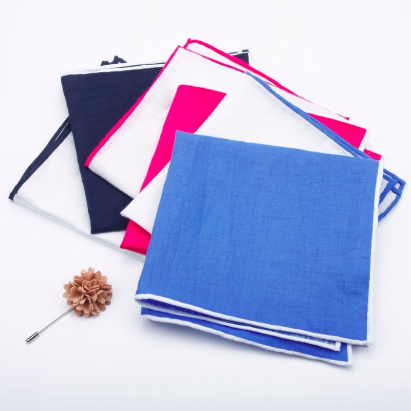 Pañuelo cuadrado de bolsillo de lino 100% de alta calidad, pañuelo de moda con caja de regalo, venta de fábrica