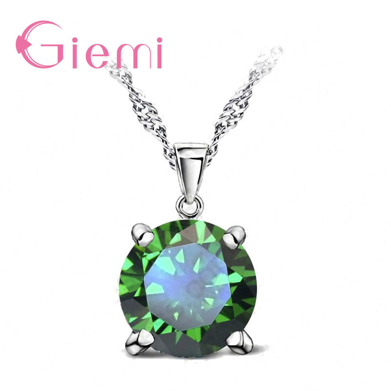 Gorgeous Austria Crystal Stone Pendant Necklace Wedding Jewelry for WomenAuthentic 925 Sterling Silver Chain Female Gifts
