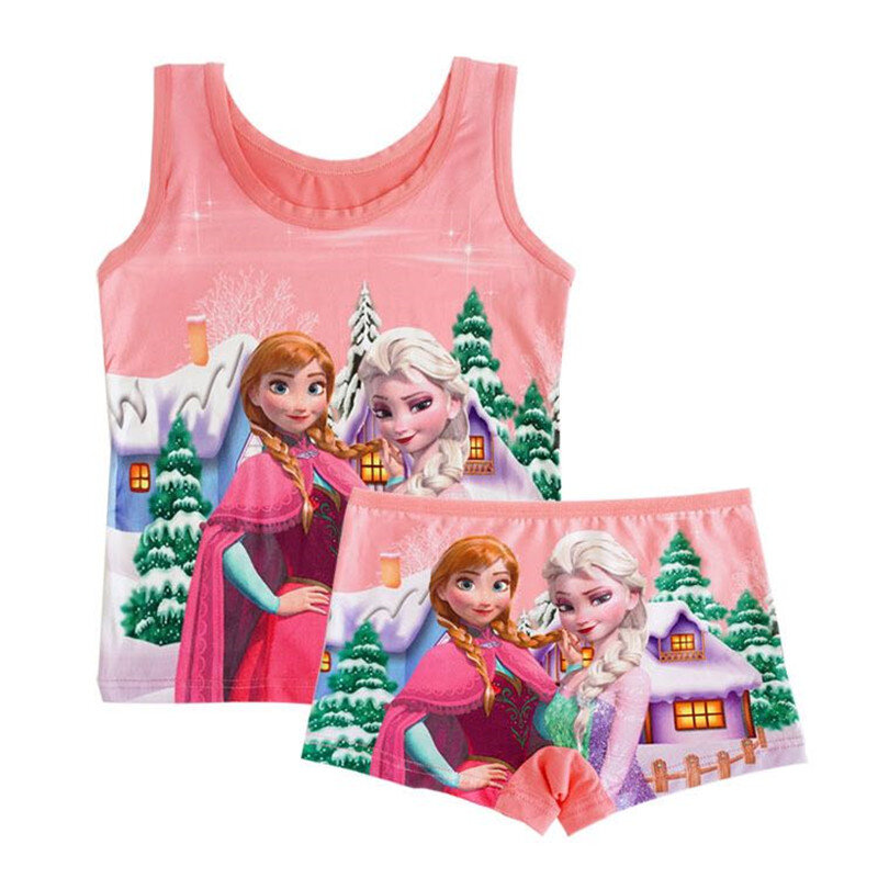 Summer 2019 Kids Girls Clothes Suits Anna Elsa Outfit Spiderman Boys Vest short Pants Set Beach Princess Children Clothes 2T-6T