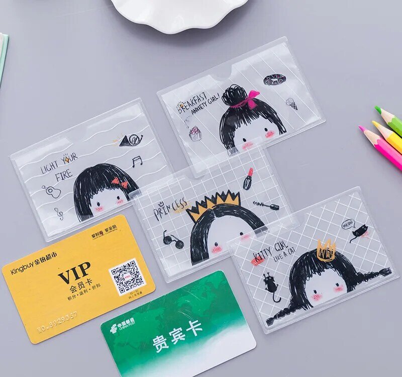 4 piezas coreano lindo Rosa transparente suave plástico tarjetero escritorio foto nota Mesa muestra tarjetas de regalo soportes caso