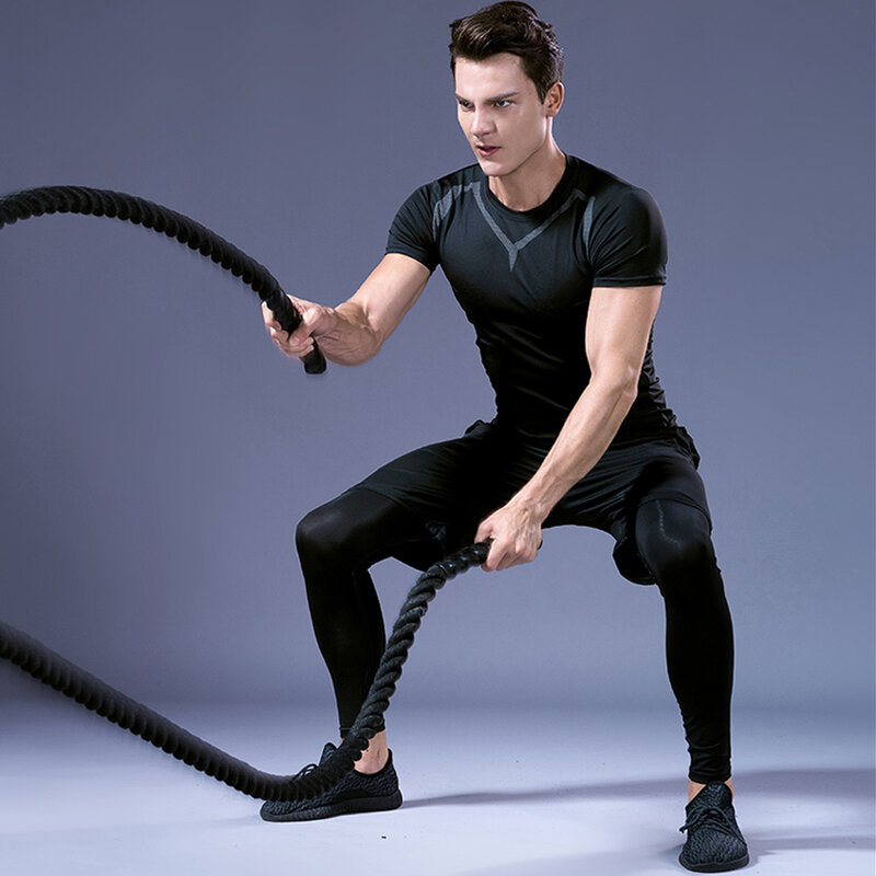 Warto sportowe spodenki kompresyjne rękawy dres dla mężczyzn szybkie suche nosić dres biegowy Jogging siłownia ubrania do ćwiczeń
