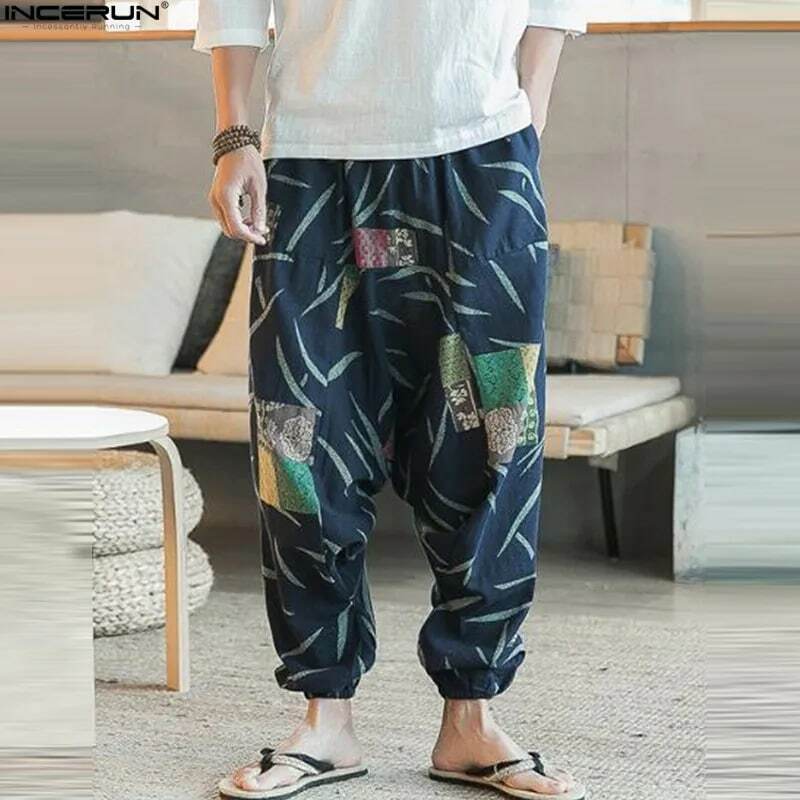 Брюки-султанки из хлопка и льна для мужчин и женщин, мешковатые брюки с широкими штанинами в стиле хип-хоп, повседневные винтажные длинные штаны, большие размеры, 2023