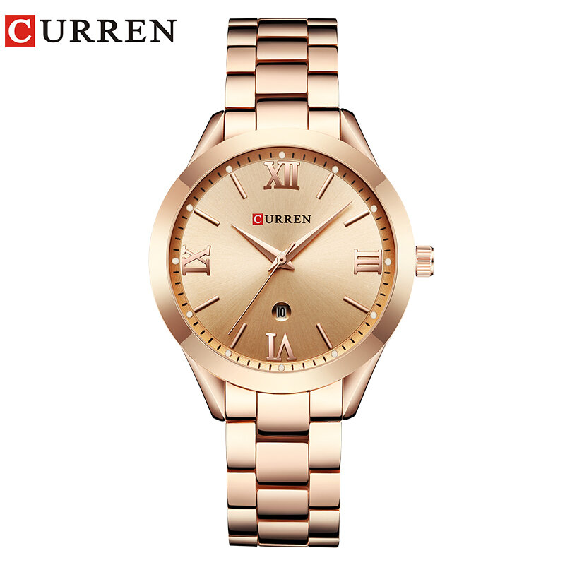 CURREN-reloj de oro para mujer, relojes de pulsera creativos de acero, reloj femenino