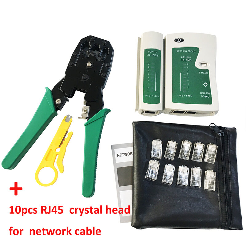 Alicates de abrazadera de cable de red, alicates de prensado de pelado/probador de Cable de red profesional RJ45 RJ11 RJ12 CAT5 UTP LAN