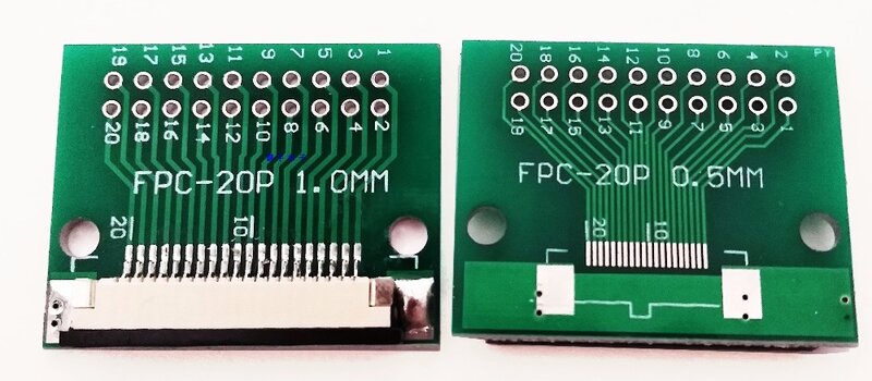 Free shipping 10pc FFC FPC 20PIN transfer board with connector FFC to DIP 2.54 adapter board 1mm 0.5mm pitch pcb double sided