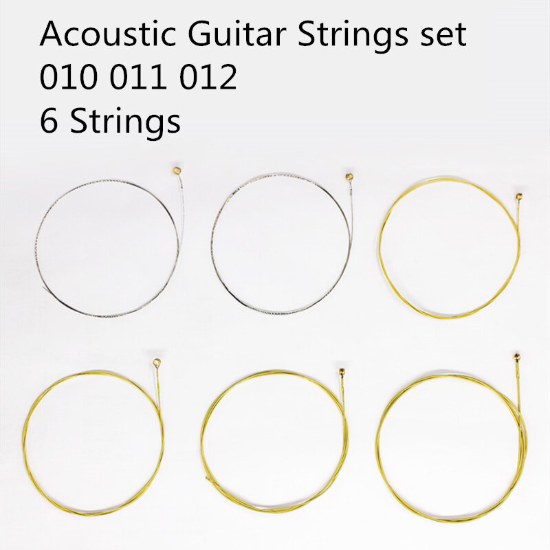 6 струн/набор Акустических Гитарных Струн комплект 010 011 012 супер легкие стальные струны Калибр акустическая намотка гитарные струны