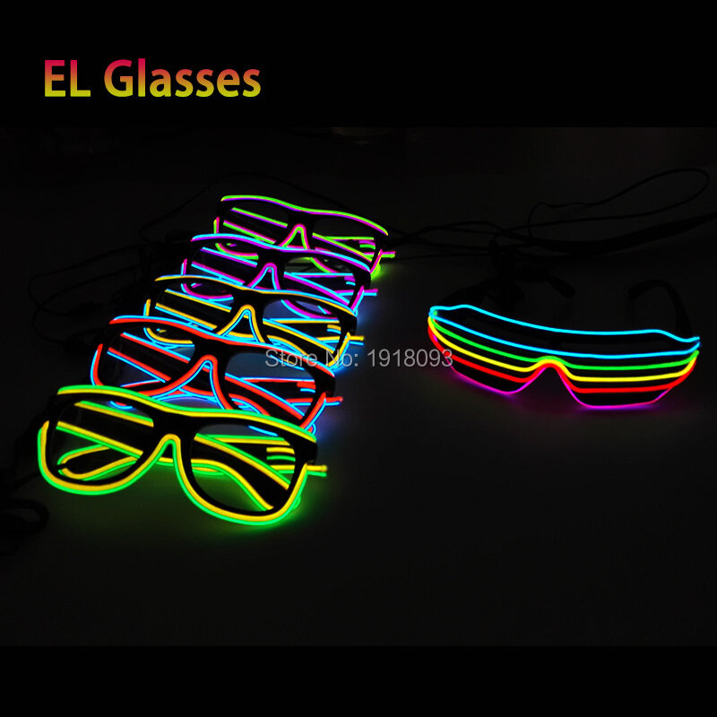 Novo design 2 estilos mulit-cor novidade iluminação el fio óculos de obturador de luz por dc3v encaixe em condutor para decoração de festa