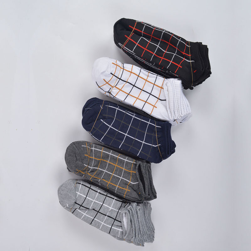 5 paires de chaussettes pour hommes, meilleure qualité, personnalité, motif écossais, Vintage, cheville, été, respirantes, déodorantes, en coton