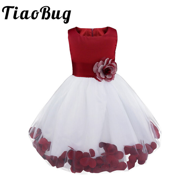 TiaoBug/Новые Брендовые платья с лепестками цветов; Элегантные платья подружки невесты для девочек; Нарядное платье принцессы для девочек; Платье для первого причастия