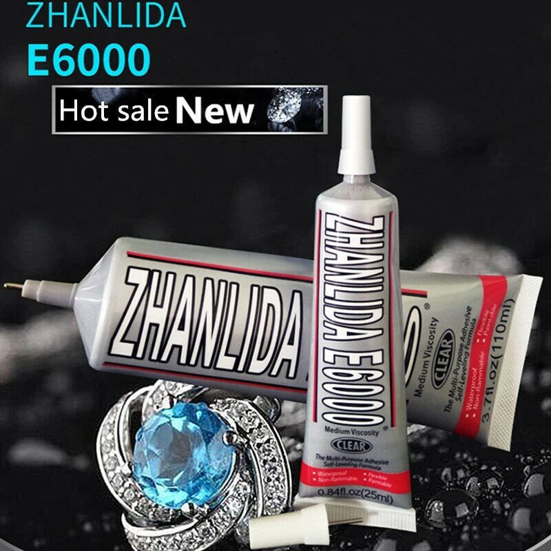 Zhanlida e6000 110ml super líquido multiuso industrial adesivo jóias artesanato cristal strass diy telefone tela de vidro cola