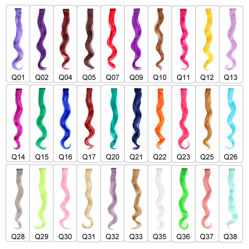 Synthetische Rainbow Golvend Haar Extensions Lange Hair Extensions Een Enkele Clip In Pruiken Kleurrijke Synthetic Fiber Valse Nep Haar 20"