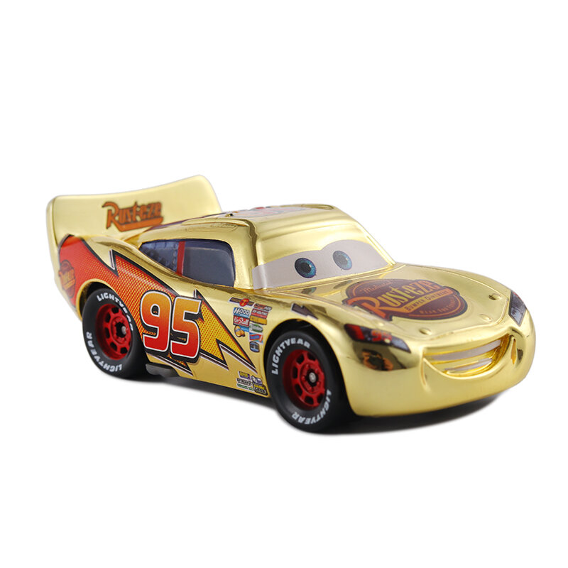 Cars 3 mobil mainan Diecast, mobil mainan metalik, finishing emas, krom, logam McQueen, Lightning, hadiah anak-anak McQueen