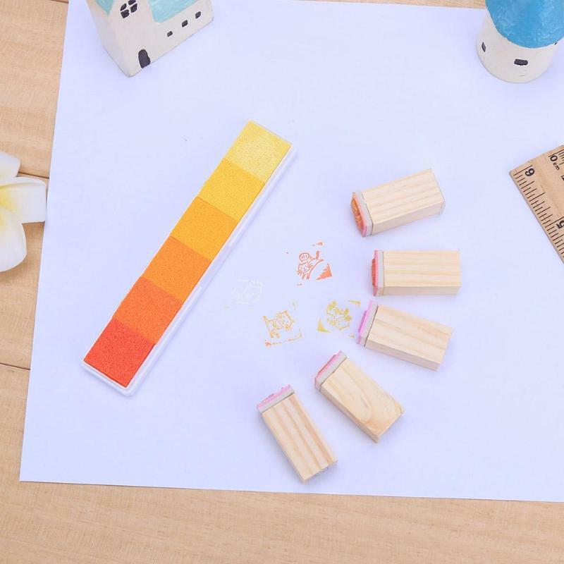 6 colores Inkpad artesanía de bricolaje hecha a mano sello colorido huella dactilar álbum de recortes sellado almohadilla de tinta accesorios gradiente sello niños
