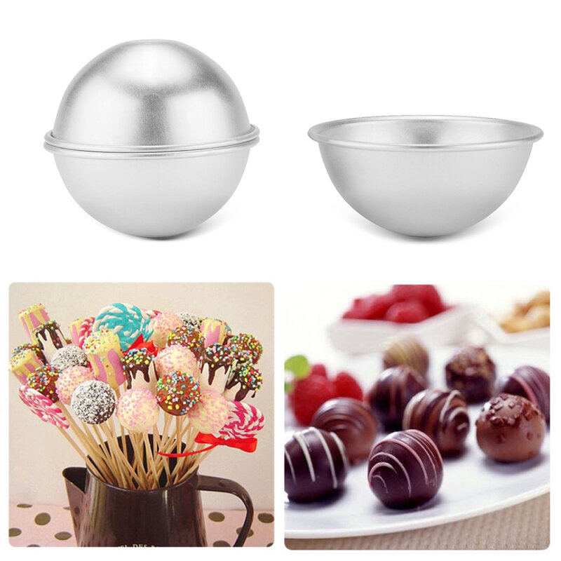 6pcs/lot 3D Aluminum Bath Bomb Cake Mold Ball Sphere Alloy Bath Bomb Mold Cake Baking Pastry Mould Tools 4.5 cm 5.5 cm 6.5cm