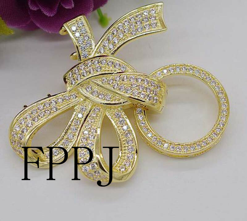 Satu buah putih kuning emas dicatat berlapis bentuk simpul perhiasan gesper lebih banyak tali grosir kunci kait FPPJ FPPJ