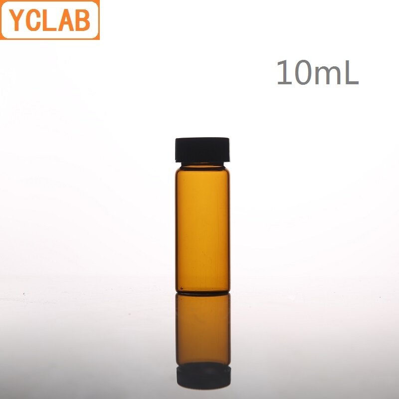 YCLAB 10mL ขวดตัวอย่างสีน้ำตาล Amber สกรูพลาสติกหมวกและ PE Pad ห้องปฏิบัติการเคมีอุปกรณ์