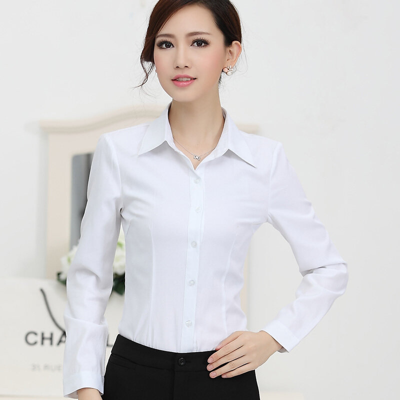 Lenshin-camisa blanca a la moda para mujer, ropa de trabajo Formal, Tops elegantes de manga larga, blusas ajustadas para mujer, camisas