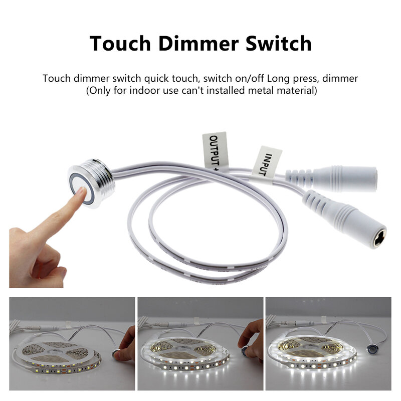 LED Dimmer DC12V Touch Sensor Licht Dimmer Helligkeit Stufenlos Dimmbar Schalter Für LED Streifen DIY Bett Closet Kabinett Licht