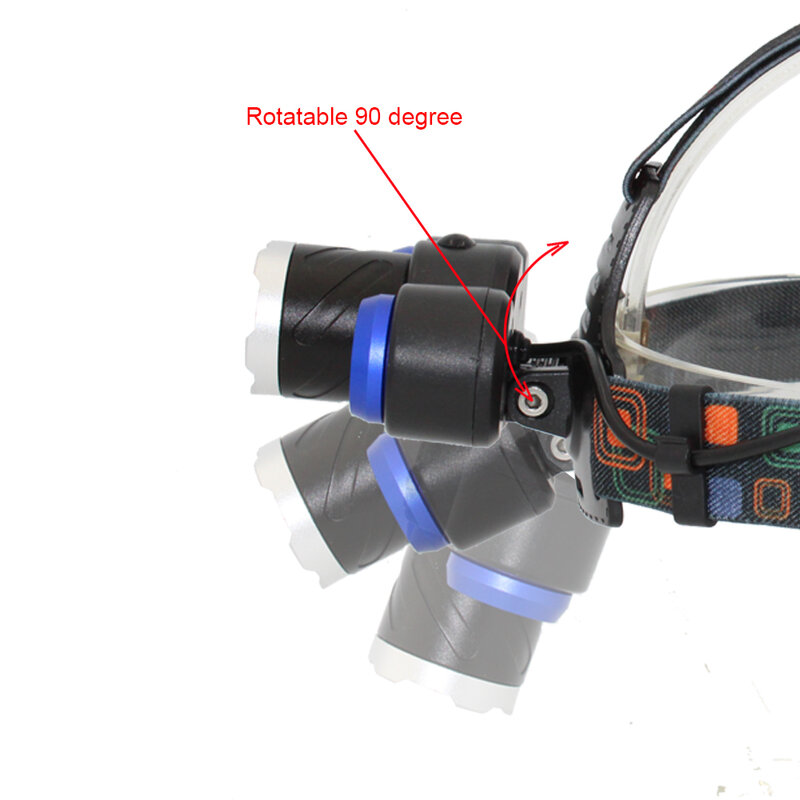 T6 LED Headlight Zoom 3 LED Headlamp Head Lamp XM-L T6 + XPE Q5 LED Light 4 Modes Lanterna for outdoor fishing hunting