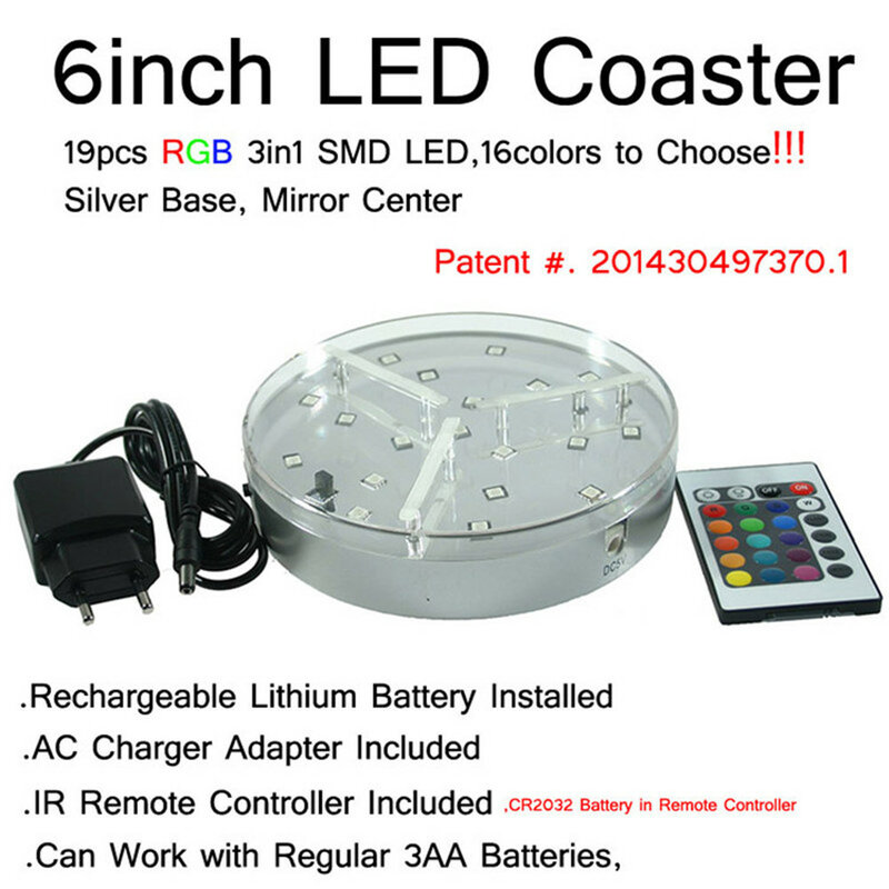 LEDホームデコレーションベース,6インチLEDライト,16色充電式バッテリーで動作