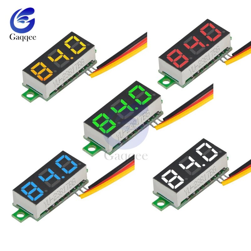 Voltímetro Digital LED de CC de 0,28 pulgadas, medidor de voltaje de 0-100V, Detector de voltaje de energía móvil para automóvil, 12V, rojo, verde, azul, amarillo