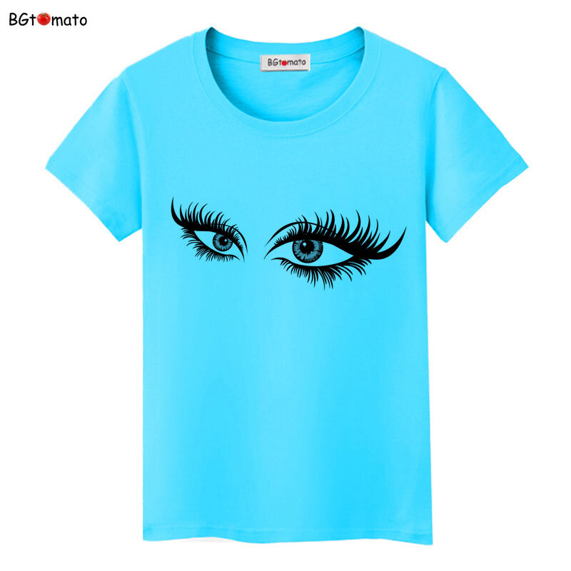 Суперкрасивая футболка BGtomato с 3D яркими глазами, женские креативные модные рубашки в новом стиле, Брендовые повседневные топы хорошего качества