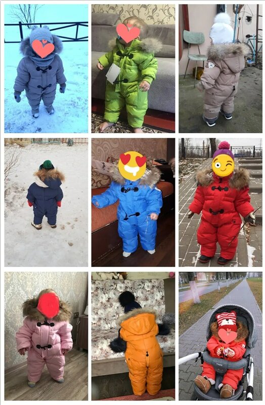 Designed for Russian winter baby snowsuit , 90% duck down jacket for girls coats Winter Park for infant boy snowsuit snow wear