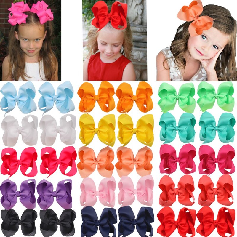 30 Pcs 6 Inch Bows for Girls Big Grosgrain Girls 15pairs 6" Hair Bows Alligator Clips For Teens Kids Toddlers